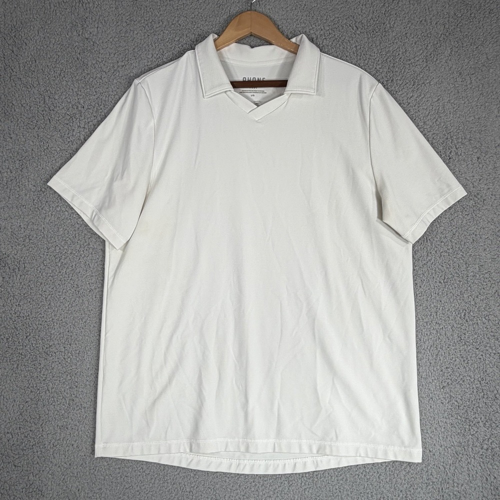 Rhone Polo Shirt Mens Large White Golf Ribbed Performance Stretch Spring 2025